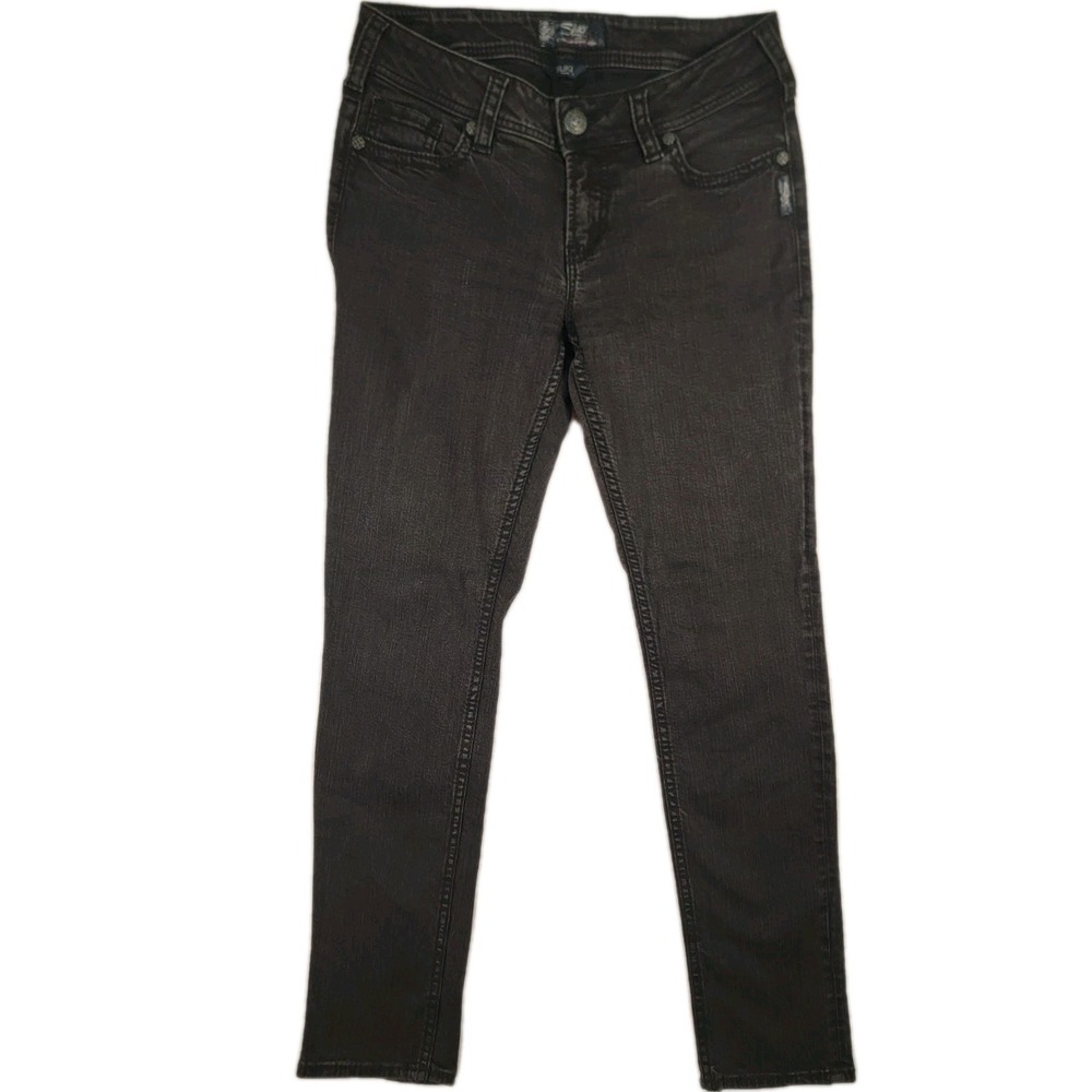 Silver Jeans Co. Suki Mid Skinny Black Denim W30 L31 Curvy Fit Jeans